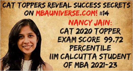 CAT 2020 Topper Nancy Jain:  IIM Calcutta Student