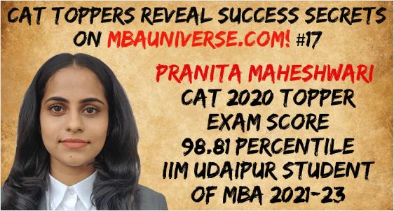 CAT 2020 Topper Pranita Maheshwari 