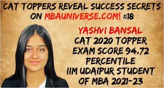 CAT 2021 Topper Yashvi Bansal 
