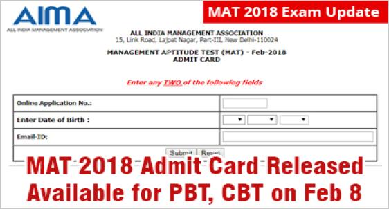 MAT Admit card 2018 Download