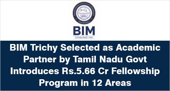 BIM Trichy Selected as Academic Partner by Govt of Tamil Nadu 