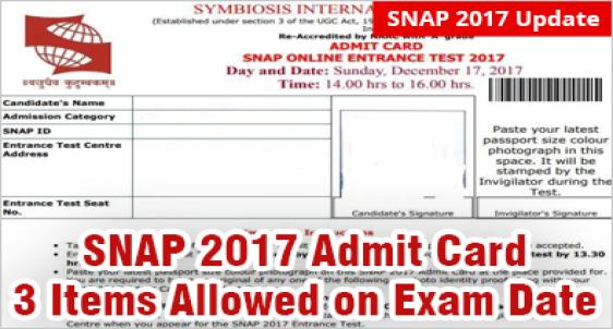 SNAP 2017 Admit Card 
