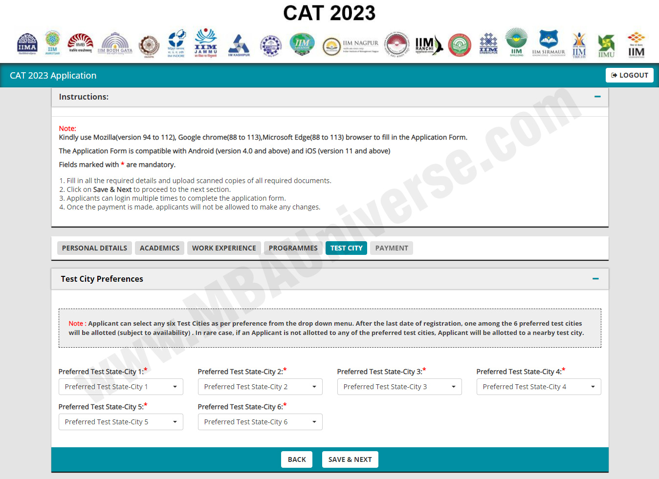 CAT Registration Fee