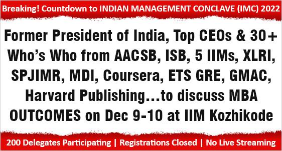 Former President of India, CEOs & Who’s Who to discuss MBA OUTCOMES on Dec 9-10 