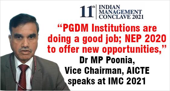 Dr M P Poonia, AICTE Vice Chairman at 11th IMC 2021 